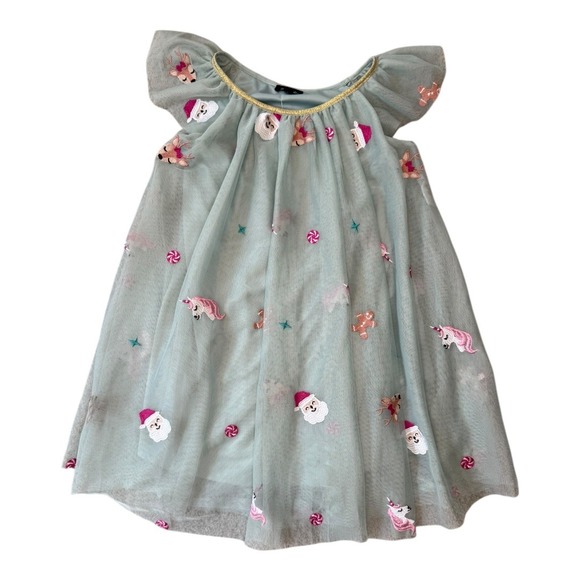 Zunie Girls Christmas Holiday Santa Unicorn Tulle Dress Nordstrom Size 6 - Picture 1 of 5